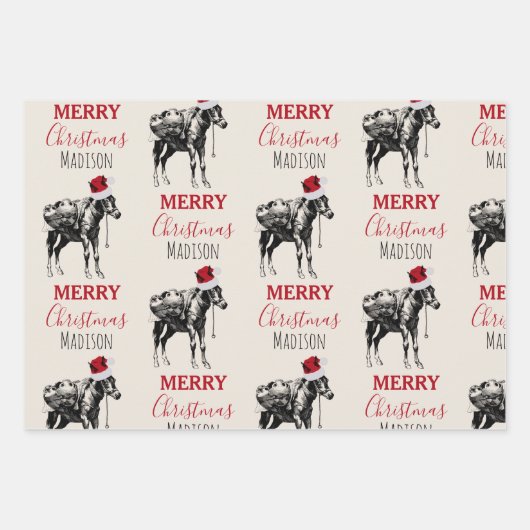 Eigen kerstfeest  Donkey Santa Hat Inpakpapier Vel (Voorkant)