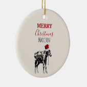 Eigen kerstfeest Donkey Santa Hat Keramisch Ornament (Rechts)