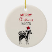 Eigen kerstfeest Donkey Santa Hat Keramisch Ornament (Achterkant)
