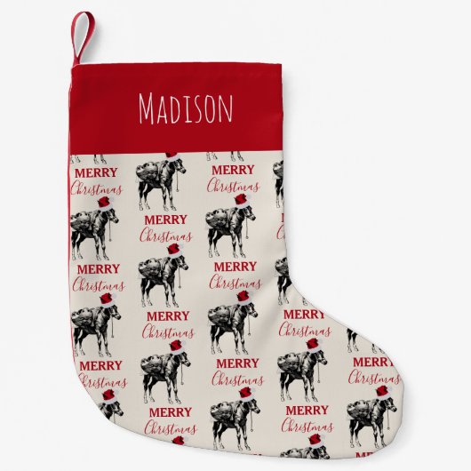 Eigen kerstfeest  Donkey Santa Hat Kleine Kerstsok (Voorkant)