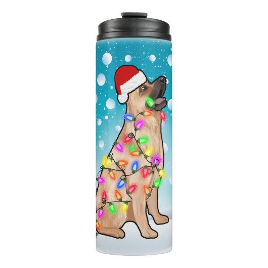 Eigen kerstfeest Duitse herder Santa Hat Thermosbeker (Voorkant)