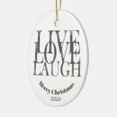 Eigen kerstfeest Live Love Laugh Inspiration Keramisch Ornament (Links)