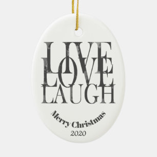 Eigen kerstfeest Live Love Laugh Inspiration Keramisch Ornament