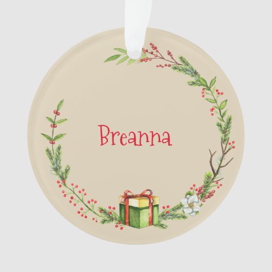 Eigen kerstfeest met naamjaar ornament (voorkant)