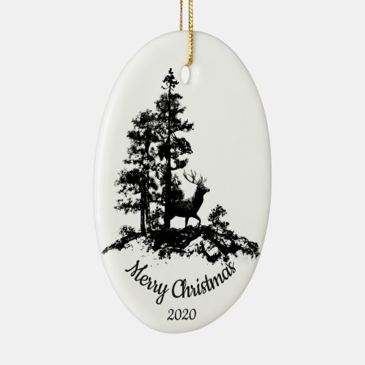 Eigen kerstfeestdag in bos keramisch ornament (Rechts)
