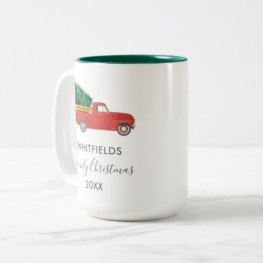 Eigen kerstfeestdag met kerstfeestdag tweekleurige koffiemok (Voorkant links)