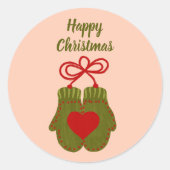 Eigen kerstfeestdag Mittens Gift Ronde Sticker (Voorkant)
