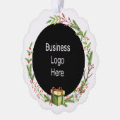 Eigen kerstfeestdag voor zakelijke Logo Ornament Kaart (Links)