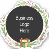 Eigen kerstfeestdag voor zakelijke Logo Sticker (Voorkant)
