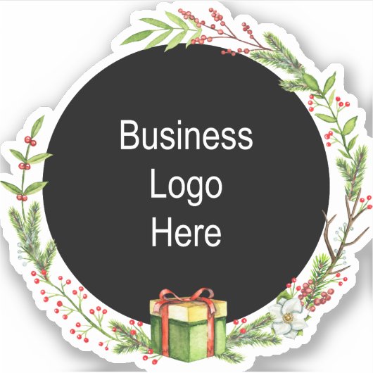 Eigen kerstfeestdag voor zakelijke Logo Sticker (Voorkant)