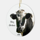 Eigen kerstfeestdagen Koe Boerderij Keramisch Ornament (Links)