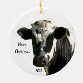 Eigen kerstfeestdagen Koe Boerderij Keramisch Ornament (Achterkant)