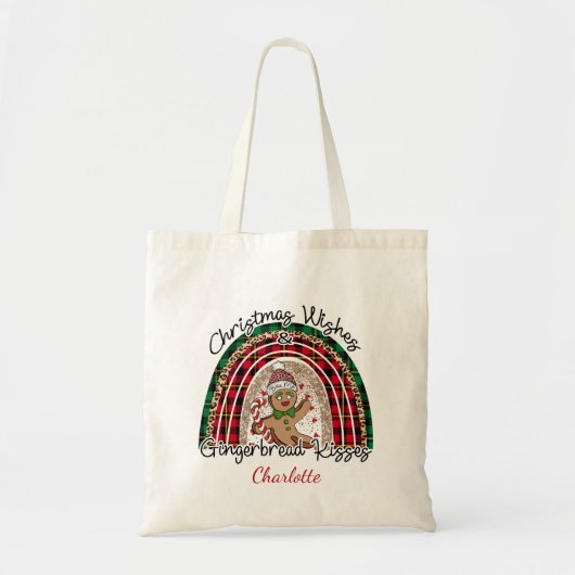 Eigen kerstfeestdagen met kerstwens Gingerbrood Ki Tote Bag (Voorkant)