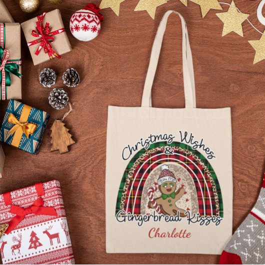 Eigen kerstfeestdagen met kerstwens Gingerbrood Ki Tote Bag