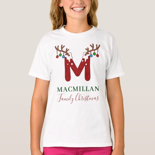 Eigen kerstfeestdagen voor monogram t-shirt (Voorkant)