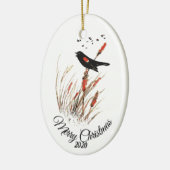 Eigen kerstfeestdagen Waterverf Zwarte vogels Keramisch Ornament (Links)