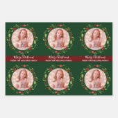 Eigen kerstfeestelijke foto groen rood inpakpapier vel (Voorkant 3)