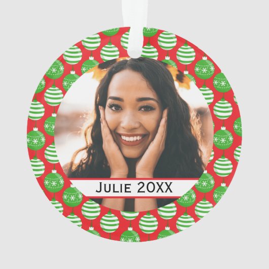 Eigen kerstfeestelijke rode groene versiering ornament (achterkant)