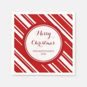 Eigen kerstfeestelijke rode strepes Napkins Servetten