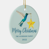 Eigen kerstfeestvogel en ster keramisch ornament (Rechts)