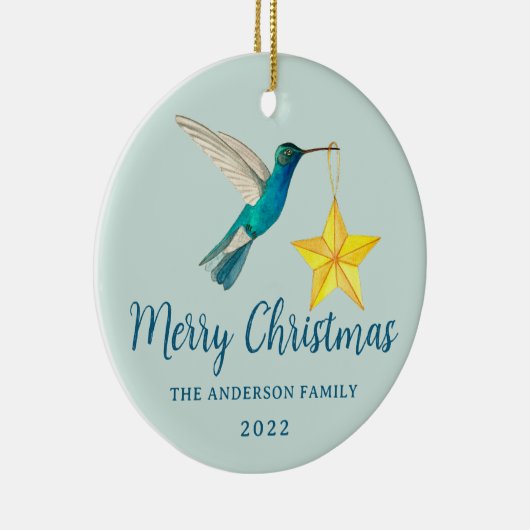 Eigen kerstfeestvogel en ster keramisch ornament (Rechts)