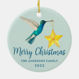 Eigen kerstfeestvogel en ster keramisch ornament