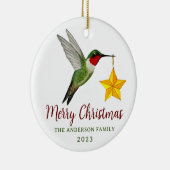 Eigen kerstfeestvogel en ster keramisch ornament (Rechts)