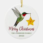 Eigen kerstfeestvogel en ster keramisch ornament (Voorkant)