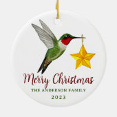 Eigen kerstfeestvogel en ster keramisch ornament (Achterkant)