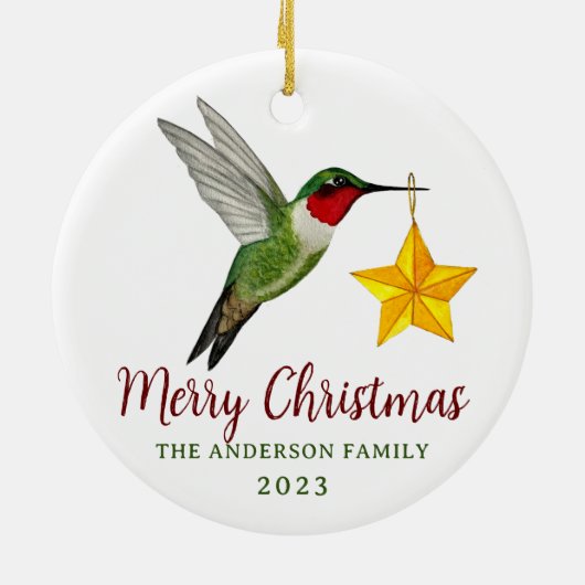 Eigen kerstfeestvogel en ster keramisch ornament (Achterkant)