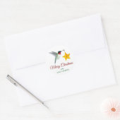 Eigen kerstfeestvogel ronde sticker (Envelop)