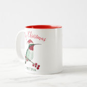 Eigen kerstfeestvogel tweekleurige koffiemok (Voorkant links)