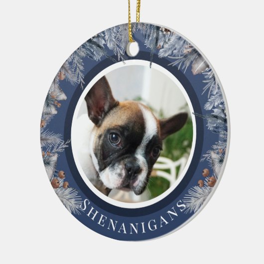 Eigen kerstfoto Botanische foto Keramisch Ornament (Links)