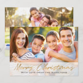 Eigen kerstfoto met 2-zijdig Gold-script voor pret Feestdagenkaart (Voorkant / Achterkant)