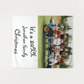 Eigen kerstfoto voor moderne familie wandkleed (Voorkant (horizontaal))