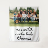 Eigen kerstfoto voor moderne familie wandkleed (Voorkant)