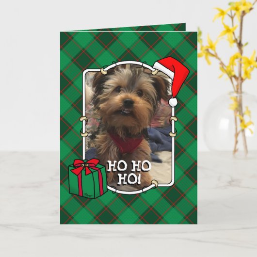 Eigen kerstfoto's Lijst rood en groen geplakt Kaart (Gele Bloem)