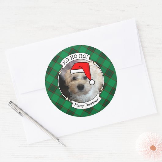 Eigen kerstfoto's Lijst rood en groen geplakt Ronde Sticker (Envelop)