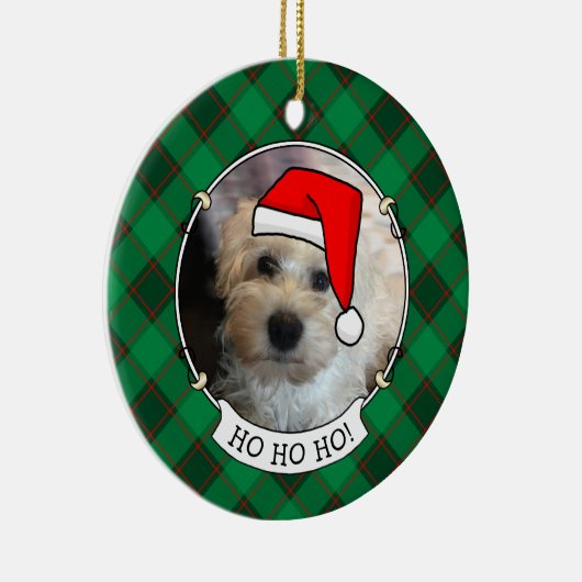 Eigen kerstfoto's Lijst rood en groen speldenpakke Keramisch Ornament (Rechts)