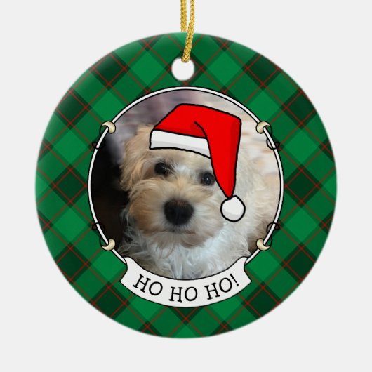 Eigen kerstfoto's Lijst rood en groen speldenpakke Keramisch Ornament (Voorkant)