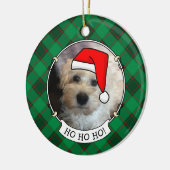 Eigen kerstfoto's Lijst rood en groen speldenpakke Keramisch Ornament (Links)