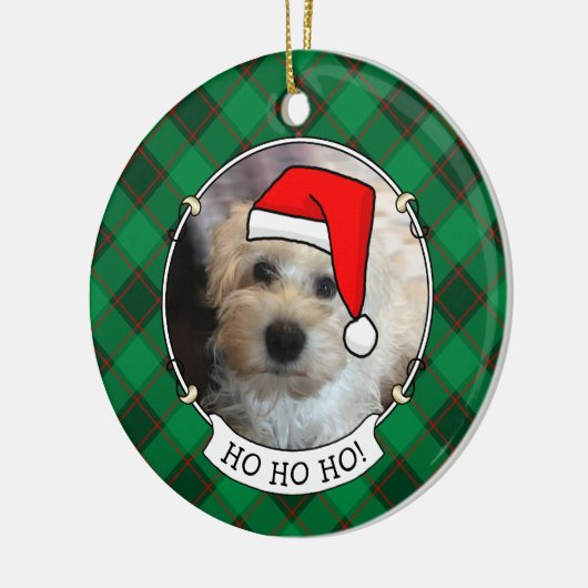 Eigen kerstfoto's Lijst rood en groen speldenpakke Keramisch Ornament (Links)