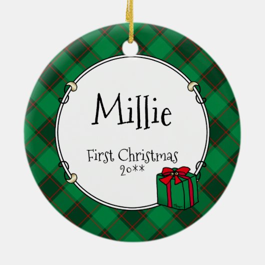 Eigen kerstfoto's Lijst rood en groen speldenpakke Keramisch Ornament (Achterkant)