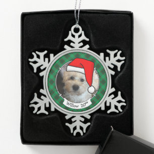 Eigen kerstfoto's Lijst rood en groen speldenpakke Tin Sneeuwvlok Ornament