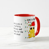 Eigen kerstgeel SANTA FROG-Mok Mok (Voorkant rechts)