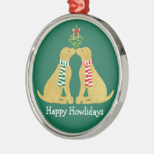 Eigen kerstgele labs die mistletoe kussen metalen ornament (Links)