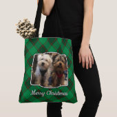 Eigen kerstgroen en rood speldenfoto 2 Lijst Tote Bag (Dichtbij)