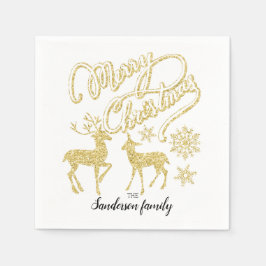 Eigen kersthert goudglitter servet