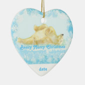 Eigen kerstkaart Beer Fun Keramisch Ornament (Rechts)