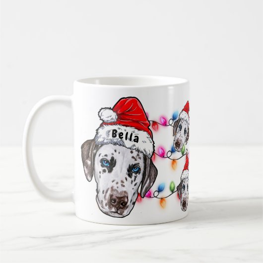 Eigen kerstkerstDalmatiaanse hoofdkerstman Santa H Koffiemok (Links)